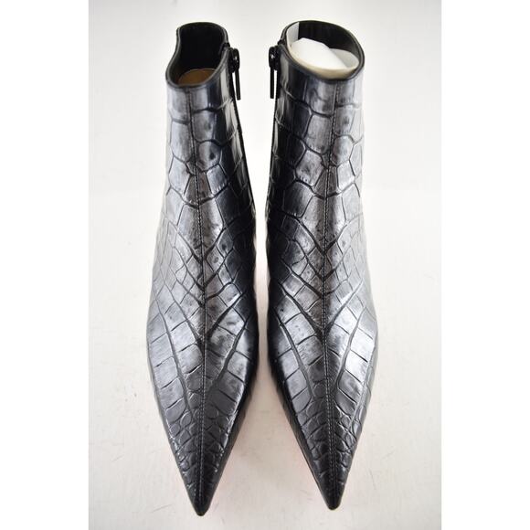 Christian Louboutin Condora Booty 55 Black Silver Croc Ali Ankle Heel Boot 38 - Picture 6 of 15